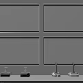 Projection Monitoring Setup With Multiple Projection Screens And Monitoring Devices On Stands