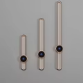 Three Modern Minimalist Wall Lamps with Long Strip Design and Blue Round Lights