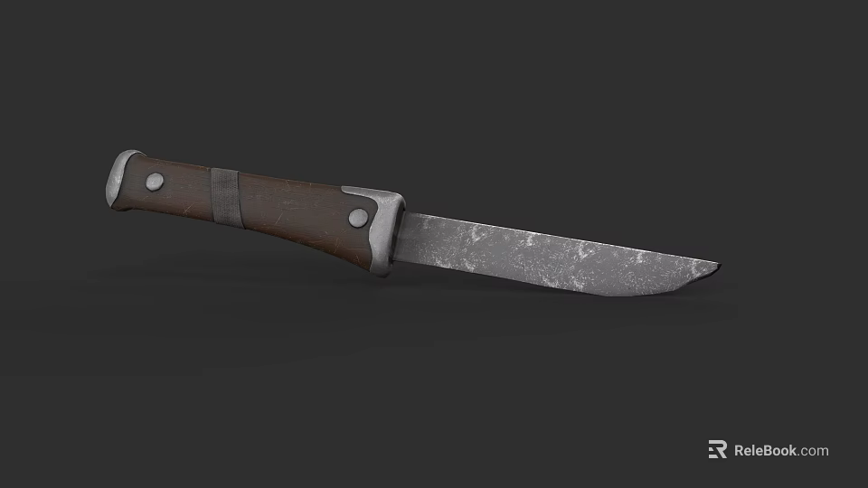 Vintage Weapon Knife Featuring Brown Handle And Textured Sharp Blade Design 3d model 