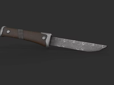 Vintage Weapon Knife Featuring Brown Handle And Textured Sharp Blade Design 3d model