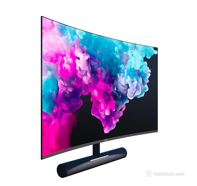 Ultra Thin Curved Television With Vibrant Colorful Screen Display And Modern Sleek Stand Design 3d model 