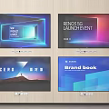 Multiple TV Screens Displaying Smart TV Event And Brand Book Content 3d model