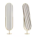 Elegant Modern Decorative Floor Mirror with Gold Stand and Striped Design