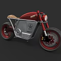 Red And Silver Motorcycle With Brown Seat Star Emblem And Round Headlight