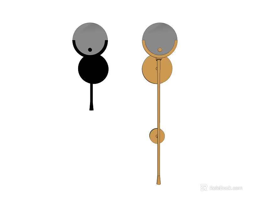 Modern Minimalist Wall Lamps With Black And Gold Round Design Elements 3d model 
