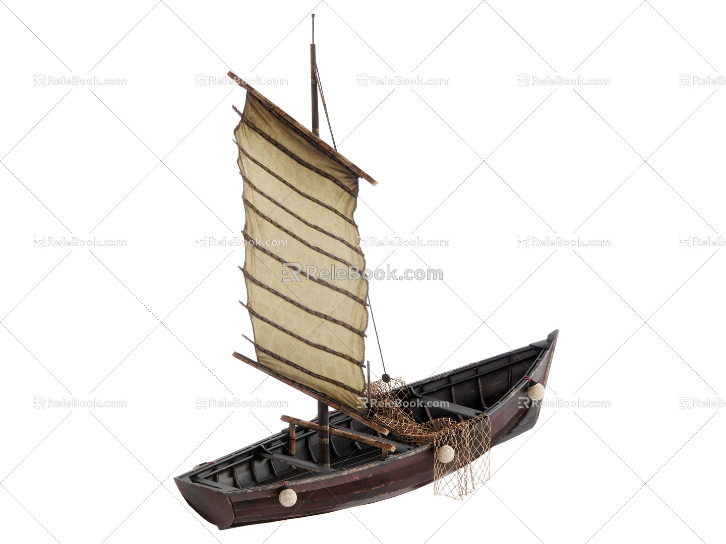 fishing boat wooden boat 3d model