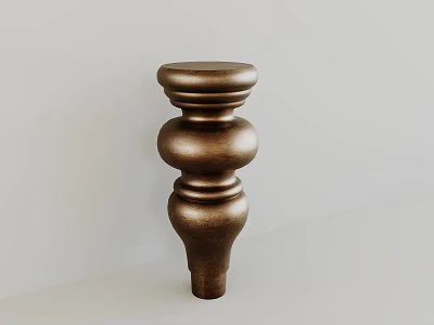 Brown Column with Multiple Circular Layers and Shiny Surface Against Light Colored Wall And Floor 3d model