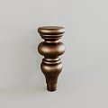 Brown Column with Multiple Circular Layers and Shiny Surface Against Light Colored Wall And Floor