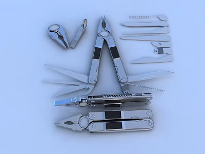 Durable Essential Hardware Tools Set Including Pliers Knives And Multi Tool 3d model