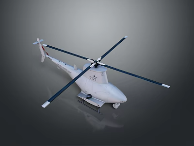 White Helicopter With Main Rotors Tail Rotor Landing Gear And Aerodynamic Design 3d model