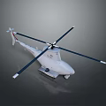 White Helicopter With Main Rotors Tail Rotor Landing Gear And Aerodynamic Design