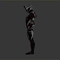 Futuristic Armored Robot Design With Silver Red Exoskeleton And Sleek Mechanical Body