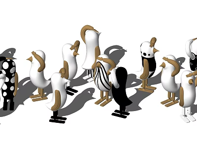 Penguin Themed Decorative Ornament Set For Home Decor With Various Designs And Styles 3d model