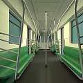 Green Subway Train Exterior Design With Windows Doors And Red Headlights