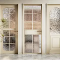 Elegant Modern Beige Casement Doors With Arched Textured And Panel Glass Designs