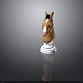 Cartoon Horse Head Sculpture Brown Body With Black Mane Pink Nose And White Base