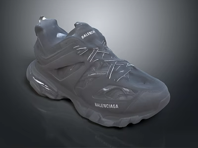 Stylish Balenciaga Gray Sneakers As Daily Life Product With Thick Sole And Strap Design 3d model