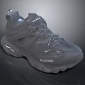 Stylish Balenciaga Gray Sneakers As Daily Life Product With Thick Sole And Strap Design