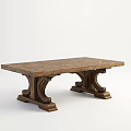 Wooden Dining Table With Intricate Carved Legs and Textured Tabletop in Classic Style