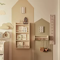 Cozy Kids Room Interior With Slide Bookshelves Storage Units And Cloud Bird Wall Decals