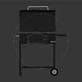 Durable Outdoor Grill With Metal Cooking Grate Wooden Side Shelf And Rolling Wheels