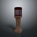 Traditional Outdoor Lamp Post With Stone Textured Pillar And Square Glass Lantern Top