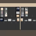 Modern Gray Bookcase With Glass Doors And Cabinets Holding Books Folders And File Boxes