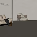 Cozy Modern Leisure Chairs With Ivory Fabric Wooden Legs And Woven Backrest Design