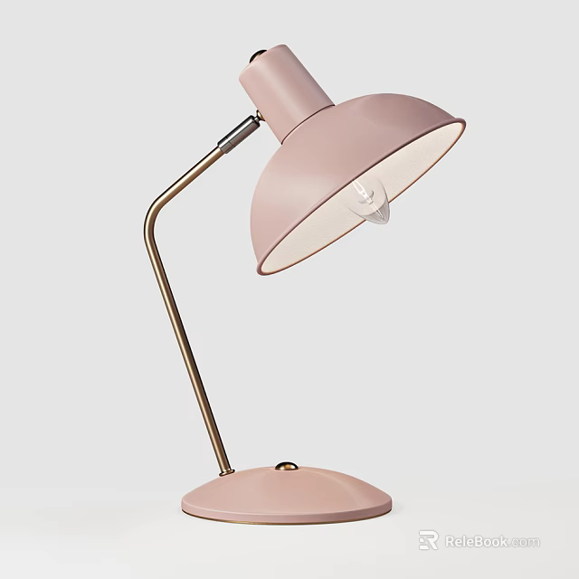 Pink Table Lamp with Gold Adjustable Arm Modern Stylish Design for Home Office Study Room 3d model 