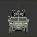 Green Armored Military Off Road Vehicle With Sturdy Design And Roof Mounted Equipment
