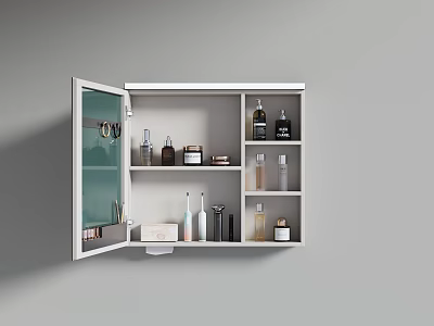 Bathroom Cabinet Mirror Cabinet Cosmetic Shaver Electric Toothbrush Combination 3d model