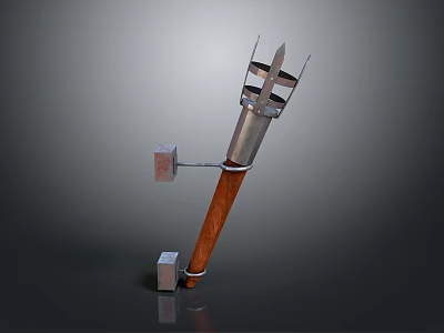 Metal And Wooden Construction Component Featuring Square Block And Top Frame Design 3d model