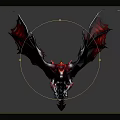 Fantasy Mythical Dragon Creature with Red Black Wings and Fiery Scales 3D Design