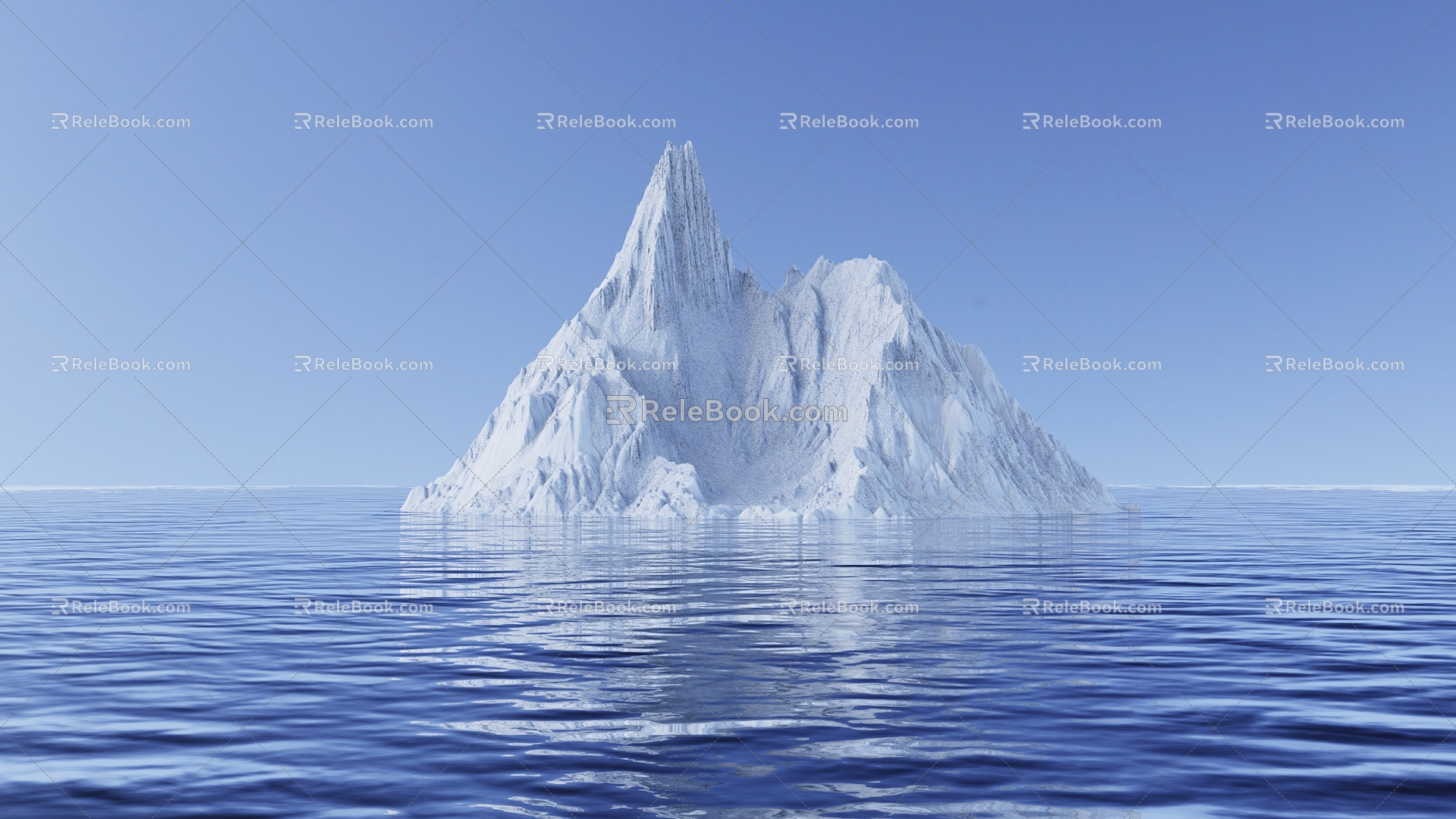 Outdoor scenery snow mountain sea 3d model