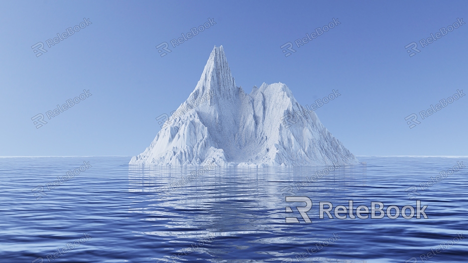 Outdoor scenery snow mountain sea model