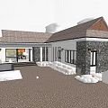 Detached Villa Exterior Design With Stone Walls Roof And Landscaped Garden