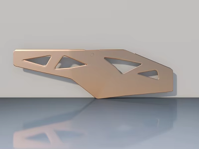 Golden Swing Door Hardware With Geometric Cutout Design For Home Interior 3d model
