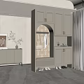 Modern Entryway Hallway Interior With Cabinetry Bench Hanging Area And Decorative Elements