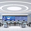 Command Room of Modern Monitoring Room 3d model