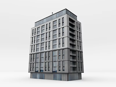 Modern Multi Story Building With Contemporary Design Large Windows And Balconies 3d model