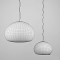 Minimalist Modern White Spherical Pendant Lights Hanging Against Gray Background