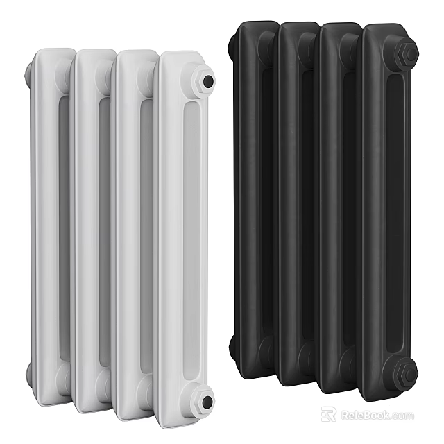 Modern White And Black Radiators With Stylish Design For Home Heating 3d model 