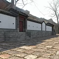 Traditional Ancient Architecture With White Walls Grey Tiled Roofs And Stone Paved Courtyard