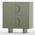 Modern Minimalist Light Green Console Cabinet With Round Door Handles And Slim Metal Legs