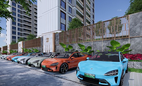 Xiaomi Car Community Outdoor Parking 3d model