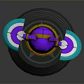 Purple Game and Movie Character With Yellow Horns Big Eyes Holding Weapon Shield Star Base