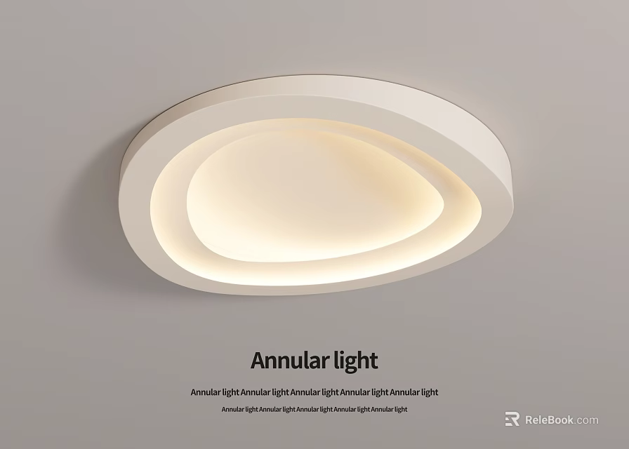 Sleek Modern Annular Ceiling Light with Soft Indoor Living Room Lighting Design 3d model 