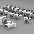 Modern Office Space With Multiple Office Desks Computers Chairs And Storage Cabinets 3d model