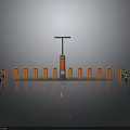 Parking Lot Access Control System With Orange Barriers And Toll Booth 3d model