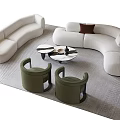 Modern Sofa Coffee Table Combination Curved Sofa Single Sofa 3d model